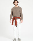 ZACH 5 Round-neck cashmere cable-knit sweater in taupe