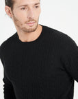 ZACH 5 Round-neck cashmere cable-knit sweater, black