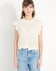 AVA 3 Fancy sleeveless cashmere top ecru white