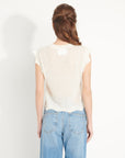 AVA 3 Fancy sleeveless cashmere top ecru white