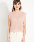 AVA 3 Fancy sleeveless cashmere top in powder pink