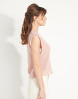 AVA 3 Fancy sleeveless cashmere top in powder pink