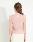 AVA 3 Fancy sleeveless cashmere top in powder pink