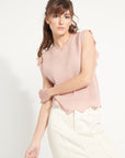 AVA 3 Fancy sleeveless cashmere top in powder pink