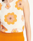 AVA 4 Crop top in sleeveless multicolored floral cashmere