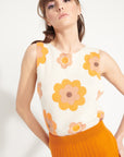 AVA 4 Crop top in sleeveless multicolored floral cashmere