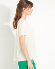 AVA 6 T shirt in cashmere with round-neck, short sleeves and off-white chiselled trim