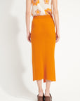 AVA 13 Long cashmere skirt with pumpkin orange slit