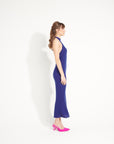 AVA 19 Long rib-knit cashmere halter dress in midnight blue