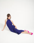 AVA 19 Long rib-knit cashmere halter dress in midnight blue