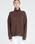 ZAYA 3 10-thread cashmere stand-up collar sweater brown