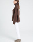 ZAYA 3 10-thread cashmere stand-up collar sweater brown