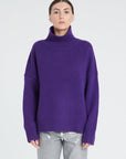 ZAYA 3 10-thread cashmere stand-up collar sweater in violet