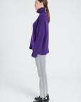 ZAYA 3 10-thread cashmere stand-up collar sweater in violet