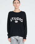 ZAYA 4 "STUDIO 8" round-neck sweater in black cashmere