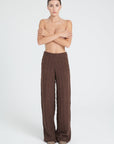 ZAYA 6 Brown 6-thread cashmere cable-knit pants