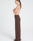 ZAYA 6 Brown 6-thread cashmere cable-knit pants