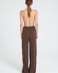 ZAYA 6 Brown 6-thread cashmere cable-knit pants