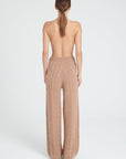 ZAYA 6 Camel 6-thread cashmere cable-knit pants