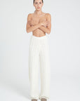 ZAYA 6 Ecru white 6-thread cashmere cable-knit pants