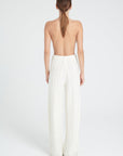 ZAYA 6 Ecru white 6-thread cashmere cable-knit pants