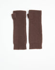 UNI 8 English rib knit mittens in brown 4-thread cashmere