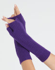 UNI 8 4-thread cashmere mittens with English rib knit in purple