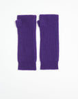 UNI 8 4-thread cashmere mittens with English rib knit in purple