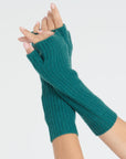 UNI 8 English rib knit mittens in dark green 4-thread cashmere