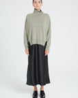 ZAYA 13 Oversized cashmere stand-up collar sweater in khaki