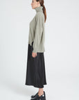 ZAYA 13 Oversized cashmere stand-up collar sweater in khaki