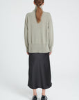 ZAYA 13 Oversized cashmere stand-up collar sweater in khaki