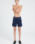 ZAYA 15 Navy blue cashmere milano knit shorts