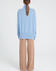 ZAYA 13 Oversized cashmere stand-up collar sweater in sky blue