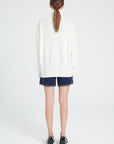 ZAYA 13 Oversized cashmere stand-up collar sweater in ecru white