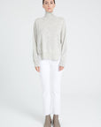 ZAYA 13 Oversized cashmere stand-up collar sweater in white