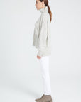 ZAYA 13 Oversized cashmere stand-up collar sweater in white