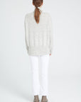 ZAYA 13 Oversized cashmere stand-up collar sweater in white