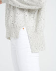 ZAYA 13 Oversized cashmere stand-up collar sweater in white