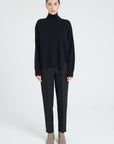 ZAYA 13 Oversized cashmere stand-up collar sweater in black