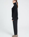 ZAYA 13 Oversized cashmere stand-up collar sweater in black