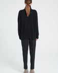 ZAYA 13 Oversized cashmere stand-up collar sweater in black