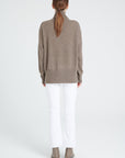 ZAYA 13 Oversized cashmere stand-up collar sweater in taupe