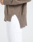 ZAYA 13 Oversized cashmere stand-up collar sweater in taupe