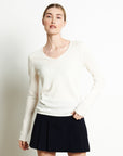 LILLY 2 V-neck cashmere sweater ecru white