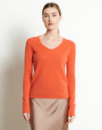 LILLY 2 Tangerine cashmere V-neck sweater