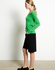 LILLY 2 Apple green cashmere V-neck sweater