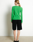 LILLY 2 Apple green cashmere V-neck sweater