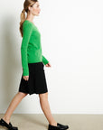 LILLY 2 Apple green cashmere V-neck sweater