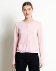 LILLY 4 Round-neck cashmere cardigan in baby pink